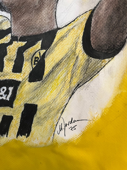 Borussia Dortmund Trikot Portrait Jude Bellingham handgemalt und signiert Puma