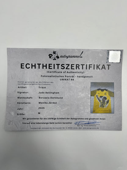 Borussia Dortmund Trikot Portrait Jude Bellingham handgemalt und signiert Puma