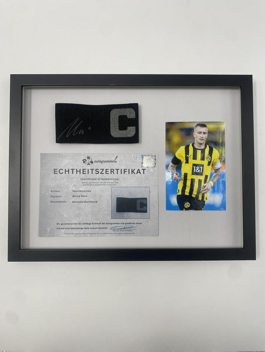 Kapitänsbinde Marco Reus signiert im Rahmen Borussia Dortmund Autogramm COA