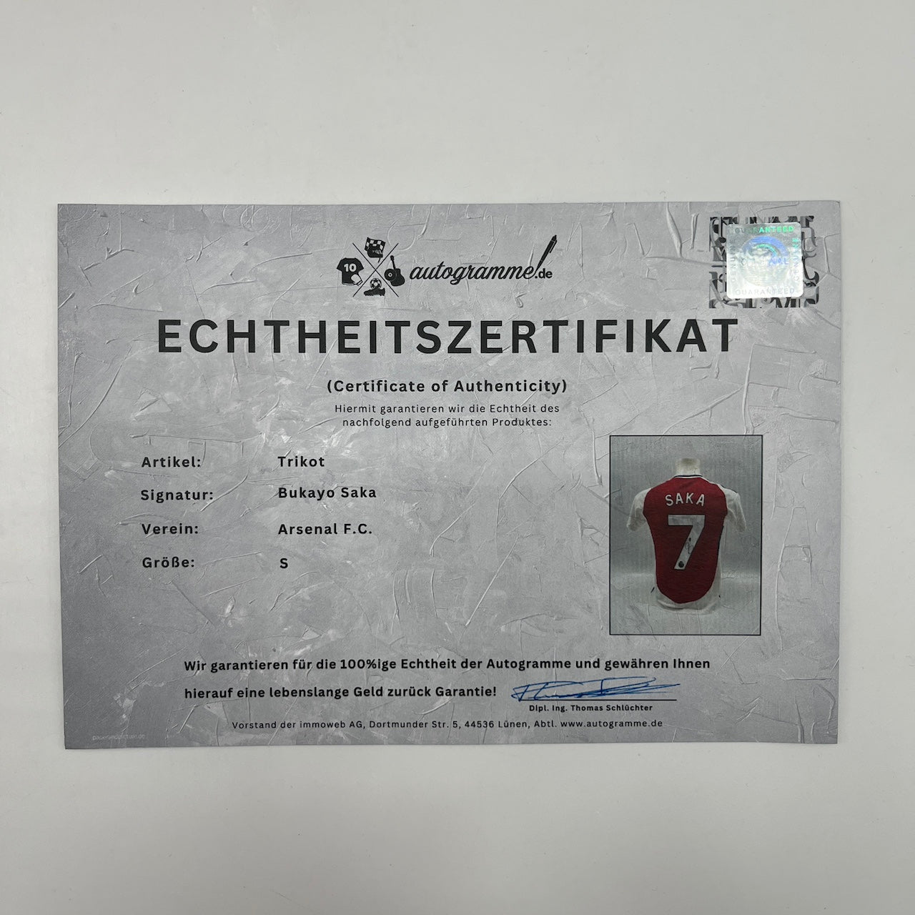 Arsenal London Trikot Bukayo Saka signiert Autogramm Adidas Neu S