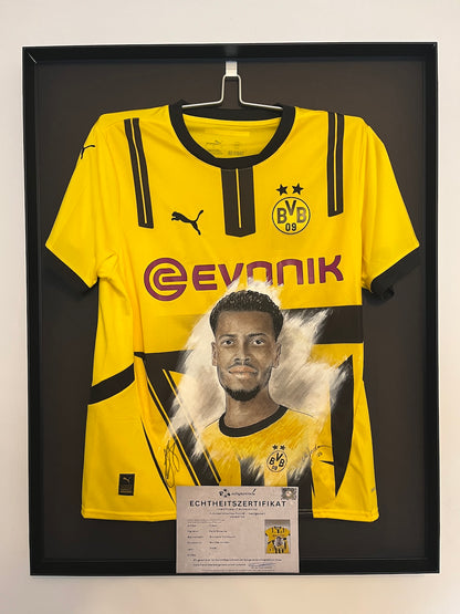 BVB Trikot Portrait Felix Nmecha handgemalt und signiert Puma L