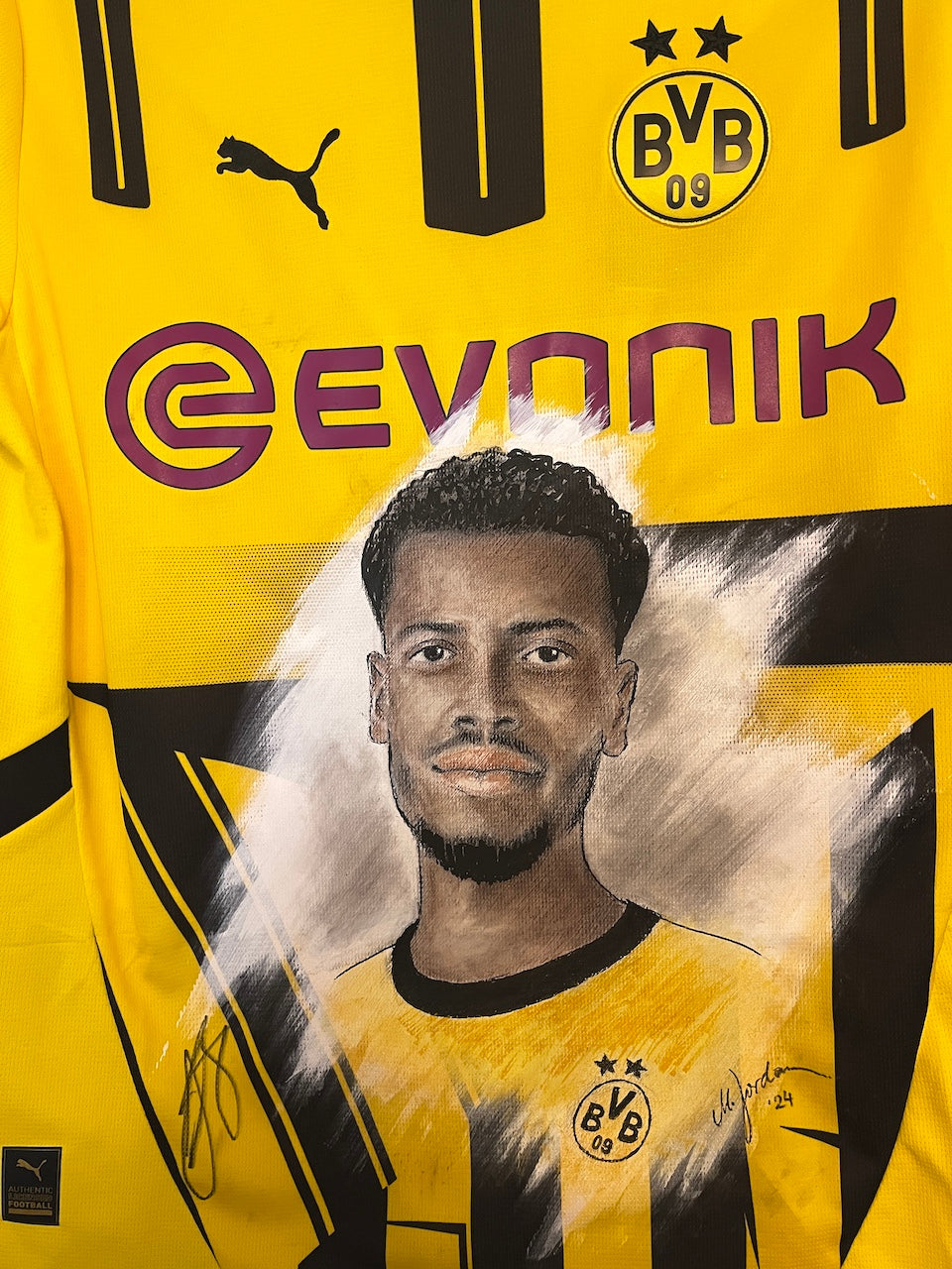 BVB Trikot Portrait Felix Nmecha handgemalt und signiert Puma L