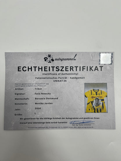 BVB Trikot Portrait Felix Nmecha handgemalt und signiert Puma L