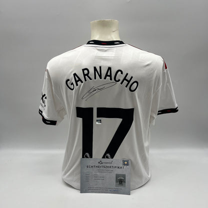 Manchester United Trikot Alejandro Garnacho signiert Autogramm Adidas COA L