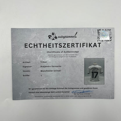 Manchester United Trikot Alejandro Garnacho signiert Autogramm Adidas COA L
