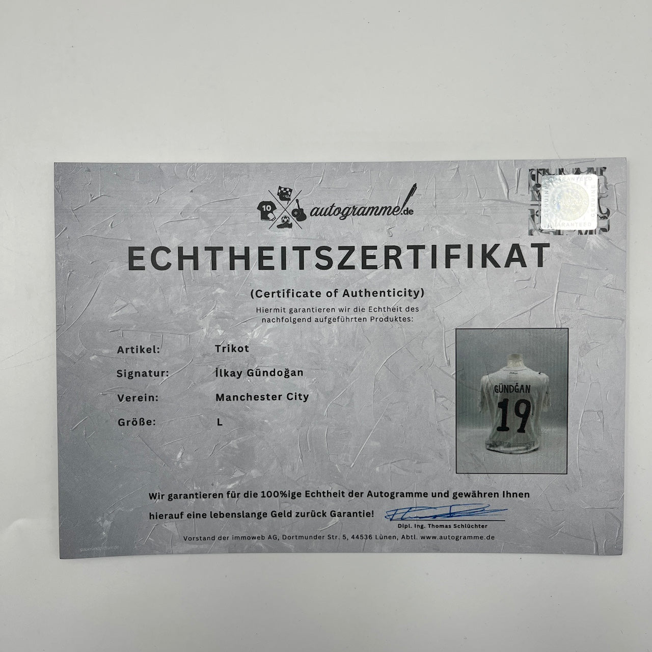 Manchester City Trikot Ilkay Gündogan signiert Autogramm Puma COA neu L