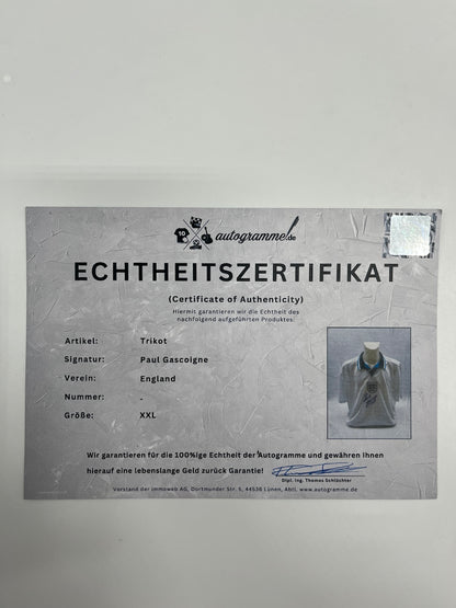 England Repro Trikot Paul Gascoigne signiert Autogramm COA XXL