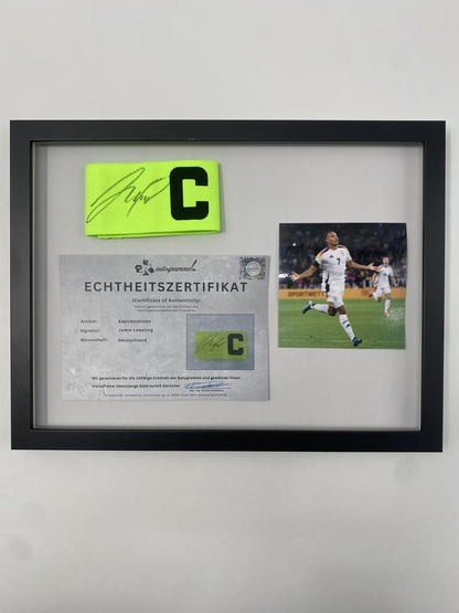 Captain's armband signed by Jamie Leweling in a Germany-themed autograph frame