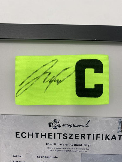 Captain's armband signed by Jamie Leweling in a Germany-themed autograph frame