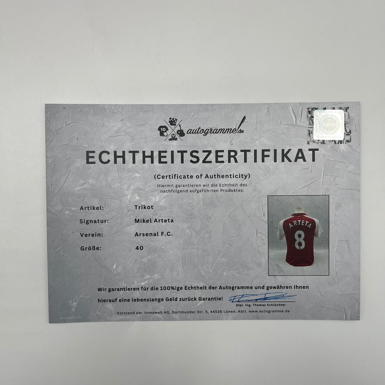 Arsenal London Trikot Mikel Arteta signiert Autogramm Puma 40