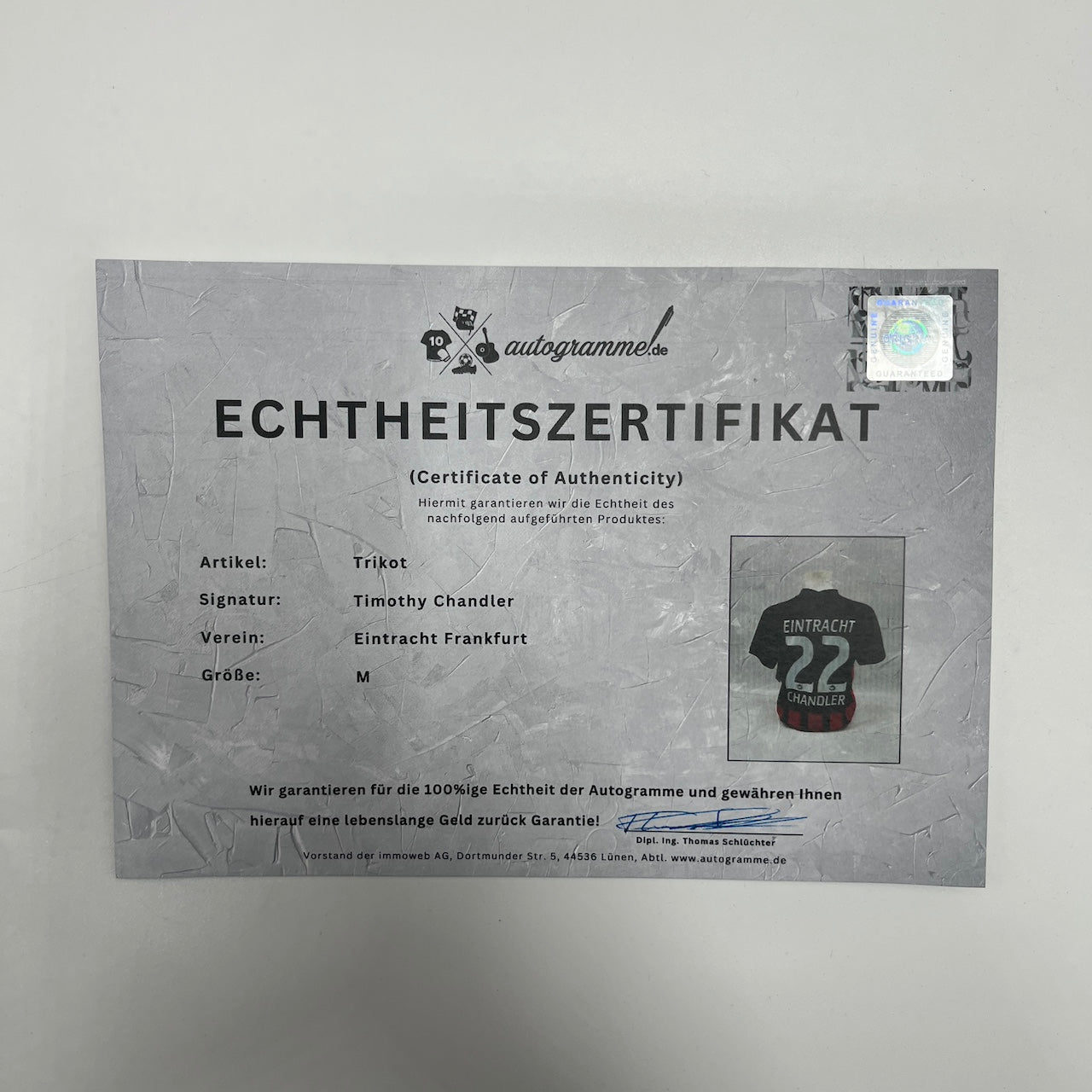 Eintracht Frankfurt Trikot Timothy Chandler signiert Autogramm Nike neu M