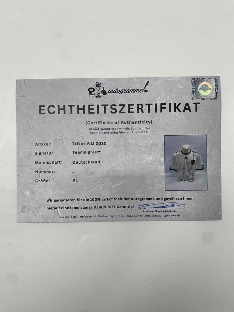 Germany World Cup 2010 Jersey, Team Signed, DFB, Adidas, XL
