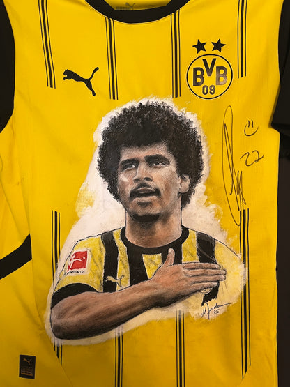 Borussia Dortmund Trikot Portrait Karim Adeyemi handgemalt und signiert Puma M