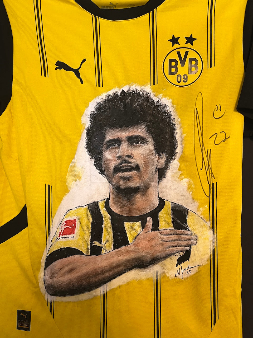 Borussia Dortmund Trikot Portrait Karim Adeyemi handgemalt und signiert Puma M