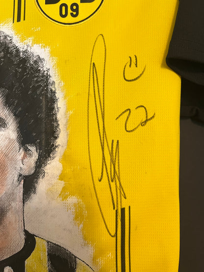 Borussia Dortmund Trikot Portrait Karim Adeyemi handgemalt und signiert Puma M