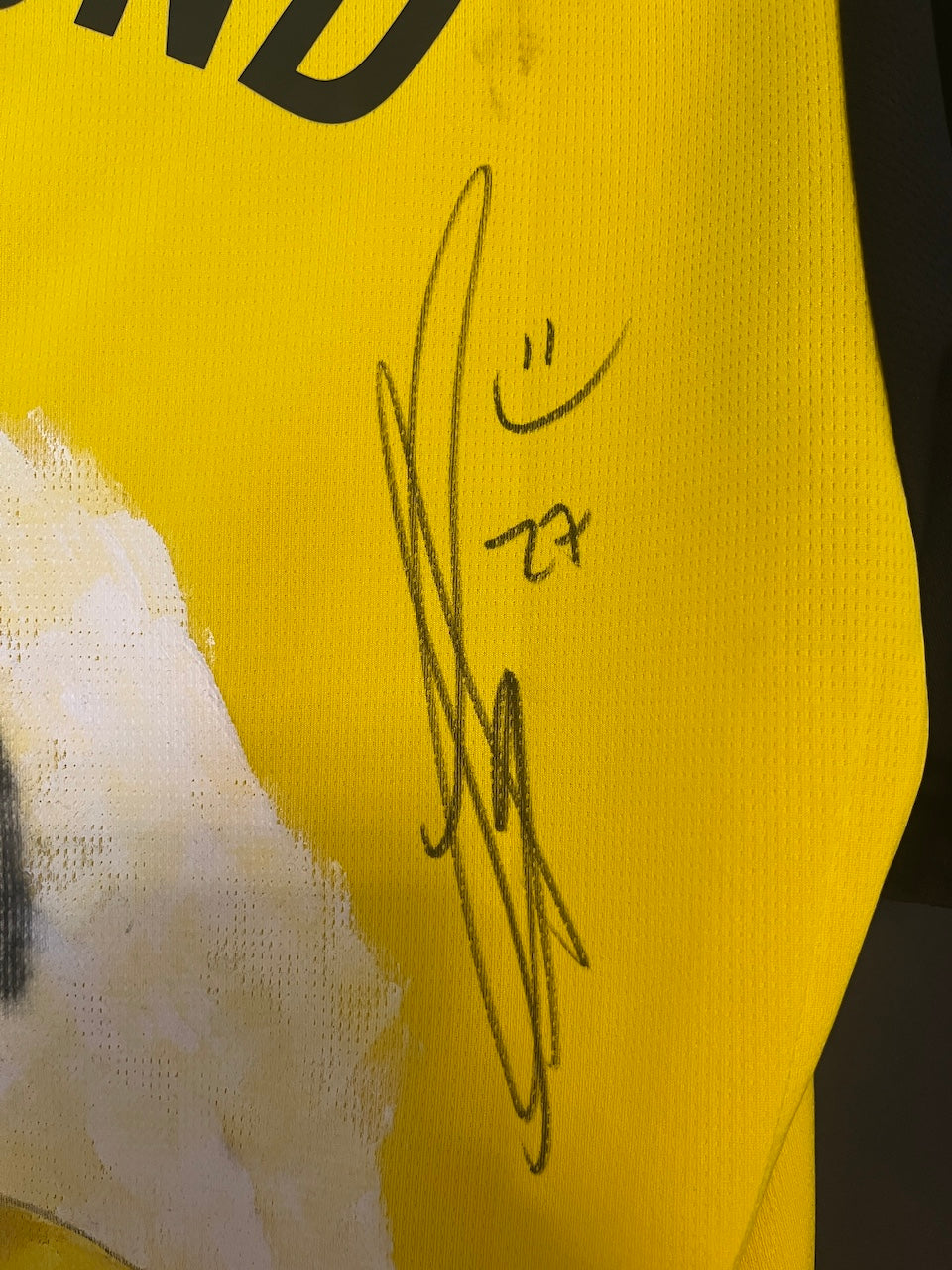 Borussia Dortmund Trikot Portrait Karim Adeyemi handgemalt und signiert Puma L