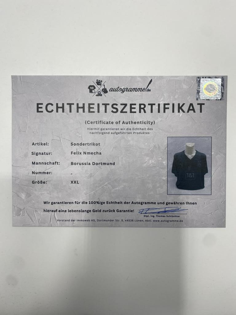 Borussia Dortmund special edition jersey Felix Nmecha signed autograph Puma BVB XXL
