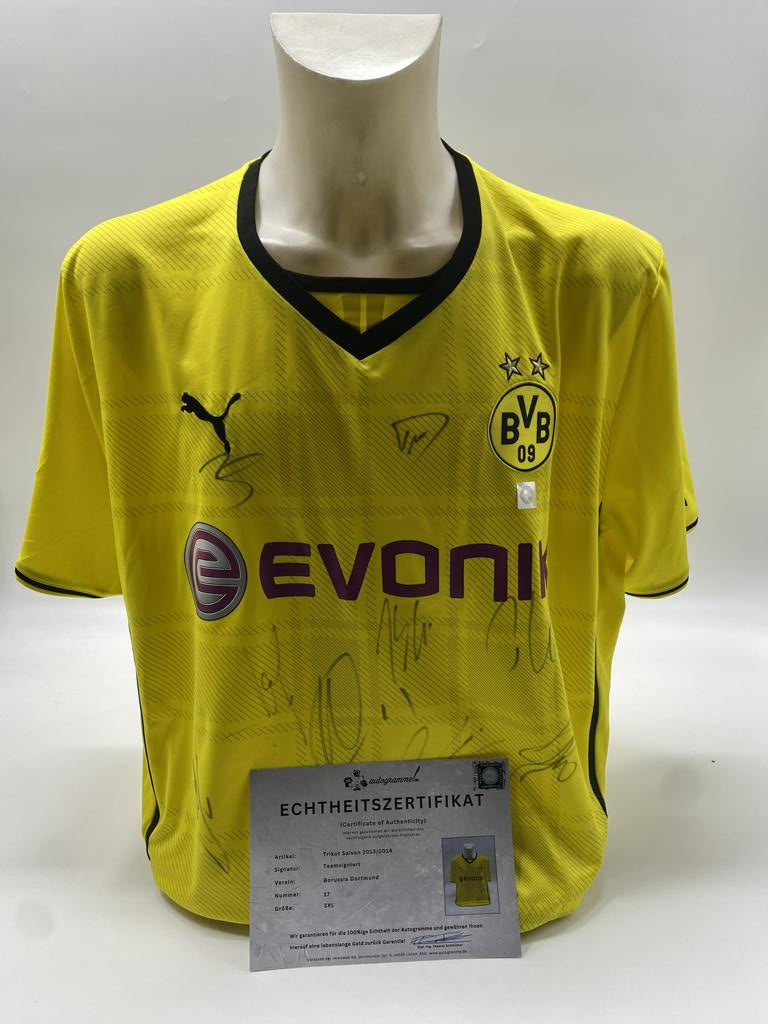 BVB jersey 2013/2014 team signed Borussia Dortmund COA Puma 3XL