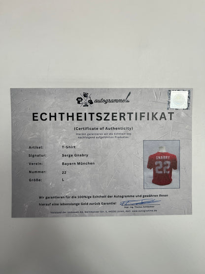 Bayern München T-Shirt Serge Gnabry signiert Autogramme COA Neu L