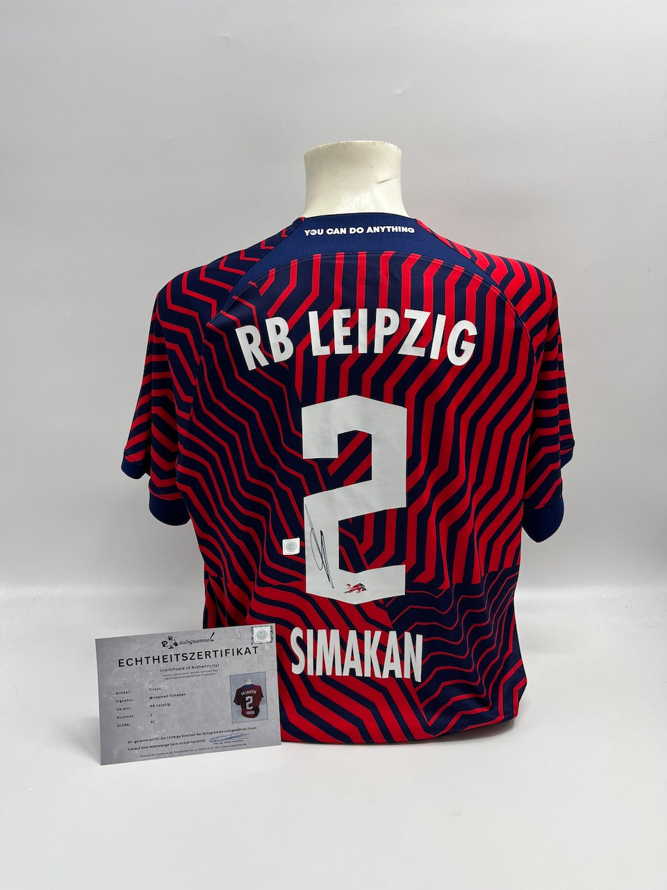RB Leipzig Trikot Mohamed Simakan signiert COA Autogramm Fußball Nike XL