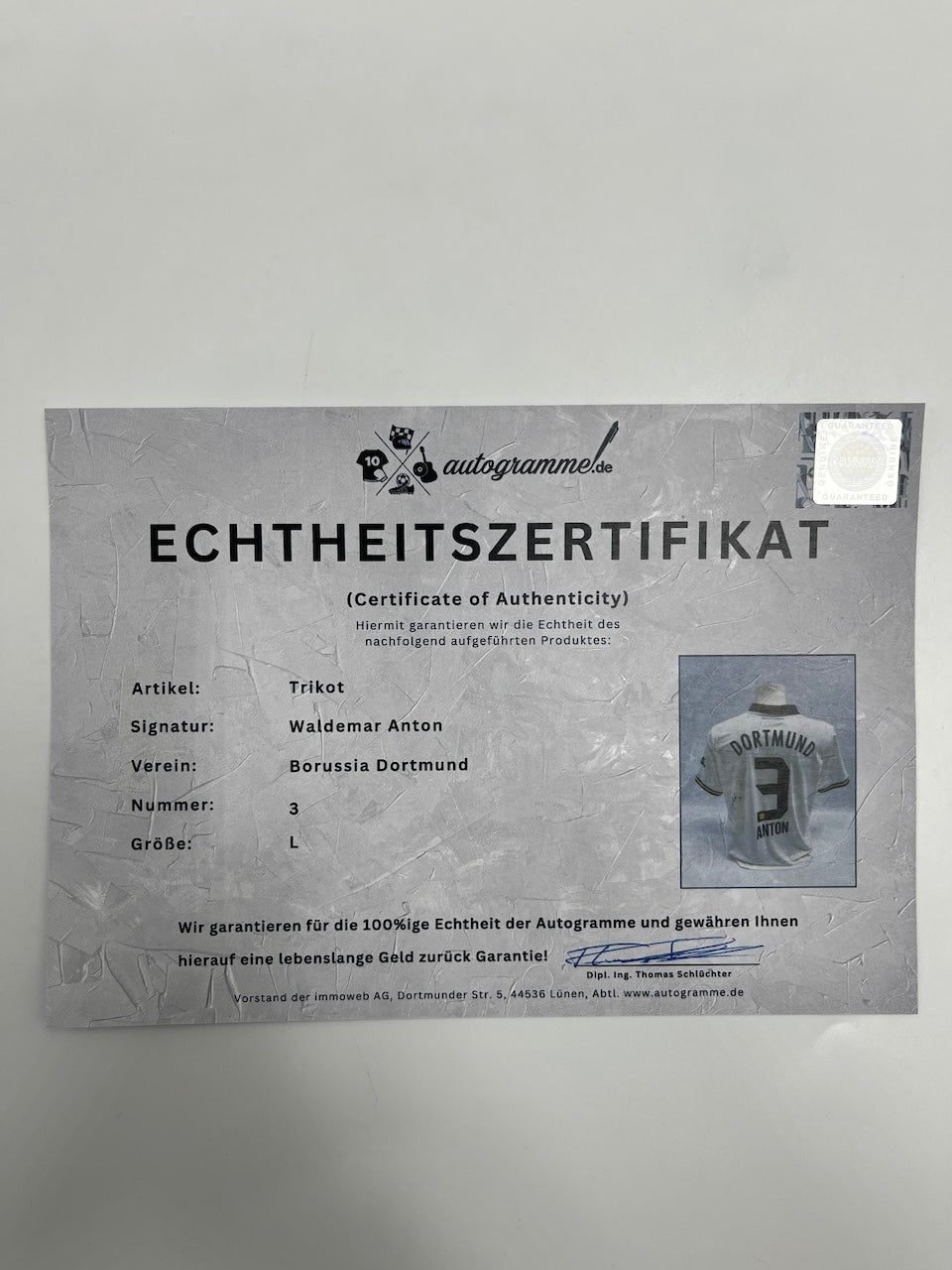 Borussia Dortmund Trikot Waldemar Anton signiert  BVB Autogramm Puma neu L