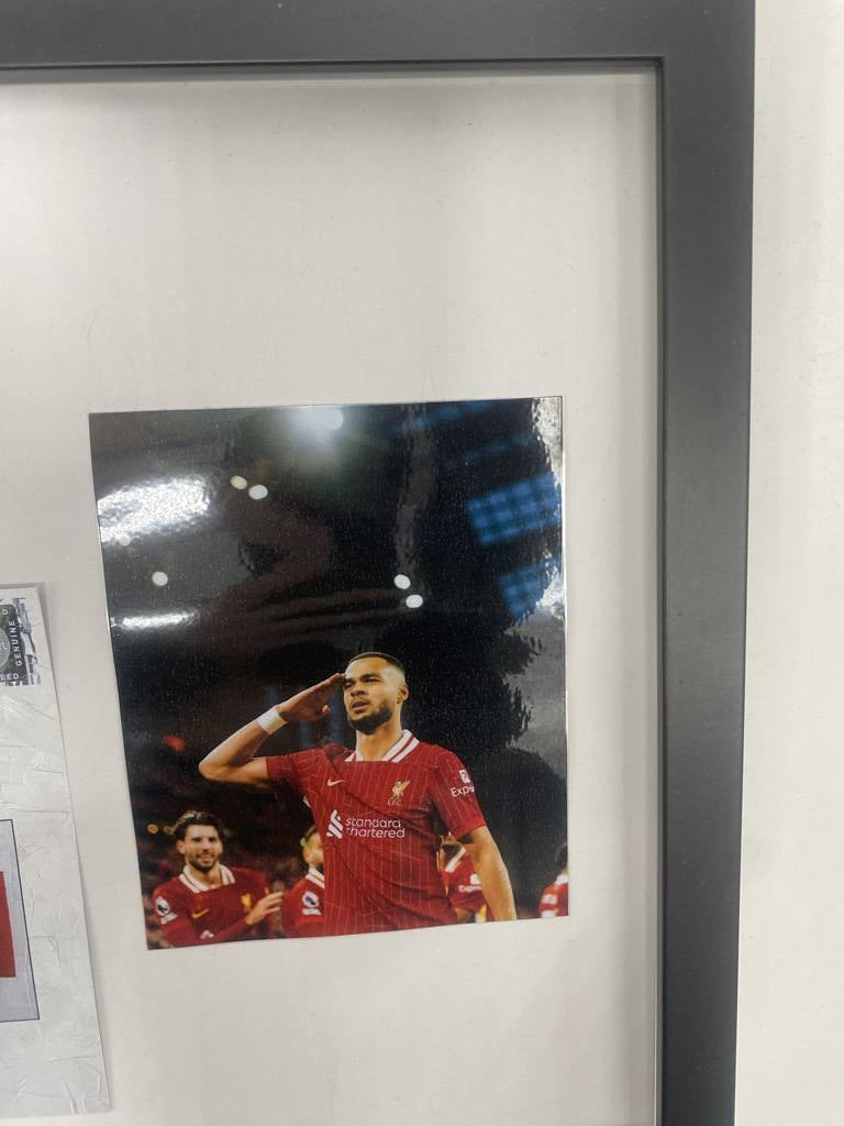 Kapitänsbinde Cody Gakpo signiert im Rahmen FC Liverpool Autogramm COA