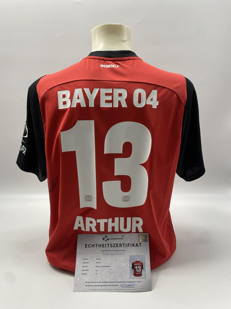 Bayer Leverkusen Trikot Arthur signiert Autogramm Image Proof Castore XL