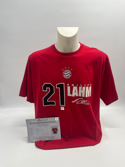 Bayern München T-Shirt Philipp Lahm signiert FCB Autogramm COA neu XL