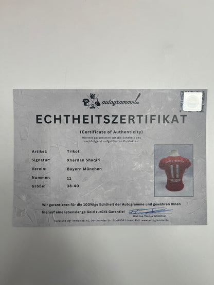 Bayern München Frauentrikot Xherdan Shaqiri signiert Adidas COA Autogramm 38-40