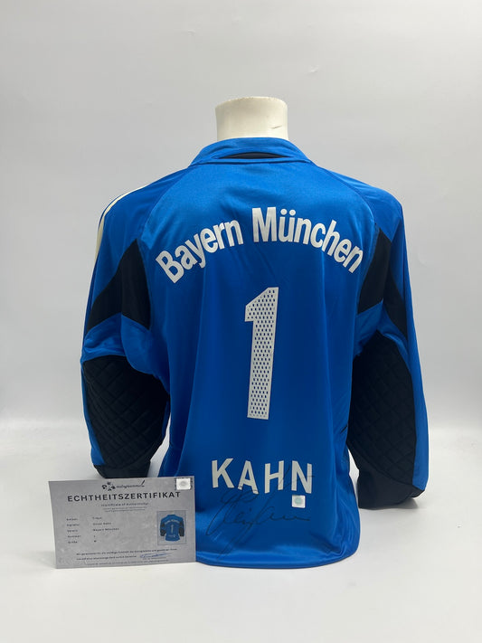 Bayern München Torwart-Trikot Oliver Kahn signiert Adidas FCB COA M
