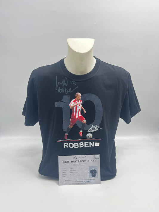 Bayern München T-Shirt Arjen Robben signiert Autogramme Bundesliga COA L