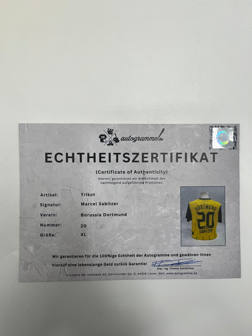 Borussia Dortmund jersey signed by Marcel Sabitzer, autographed BVB Puma XL