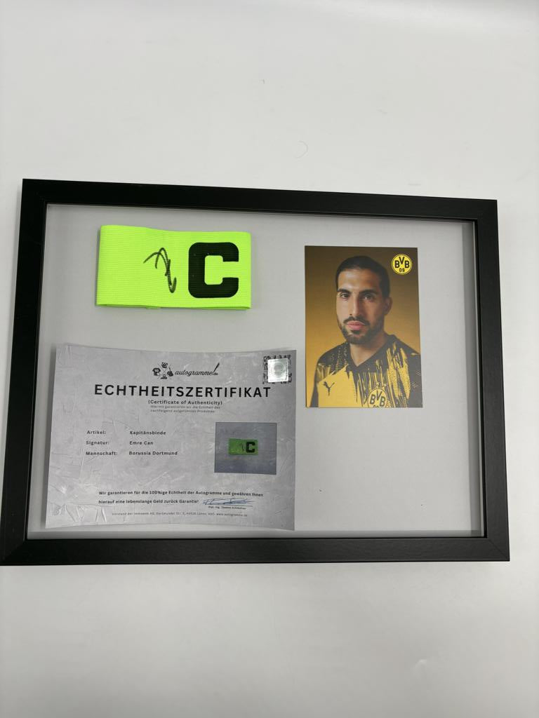 Kapitänsbinde Emre Can signiert im Rahmen Borussia Dortmund COA