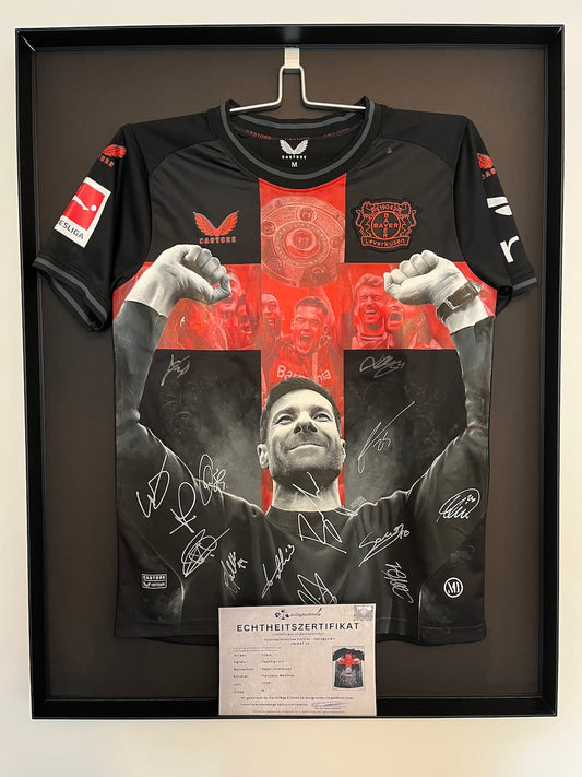 Leverkusen jersey portrait Xabi Alonso and team hand painted M