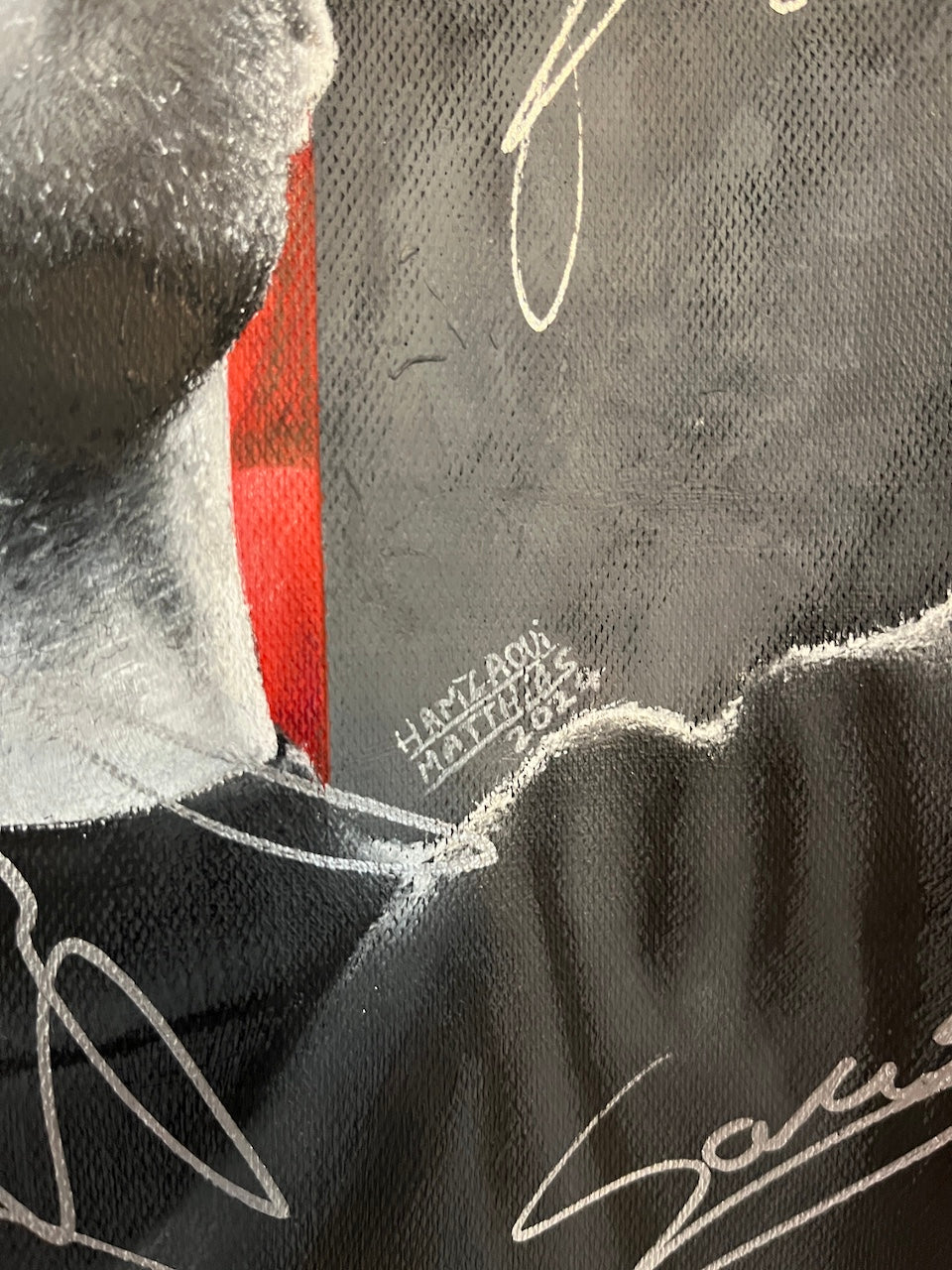 Leverkusen Trikot Portrait Xabi Alonso und Team handgemalt und teamsigniert M