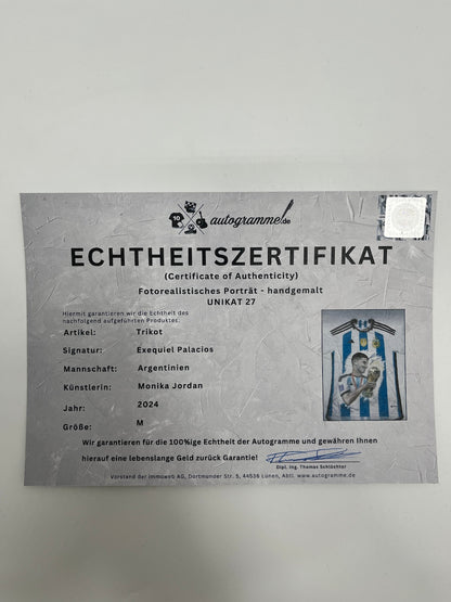 Argentina jersey portrait exequiel palacios hand painted m