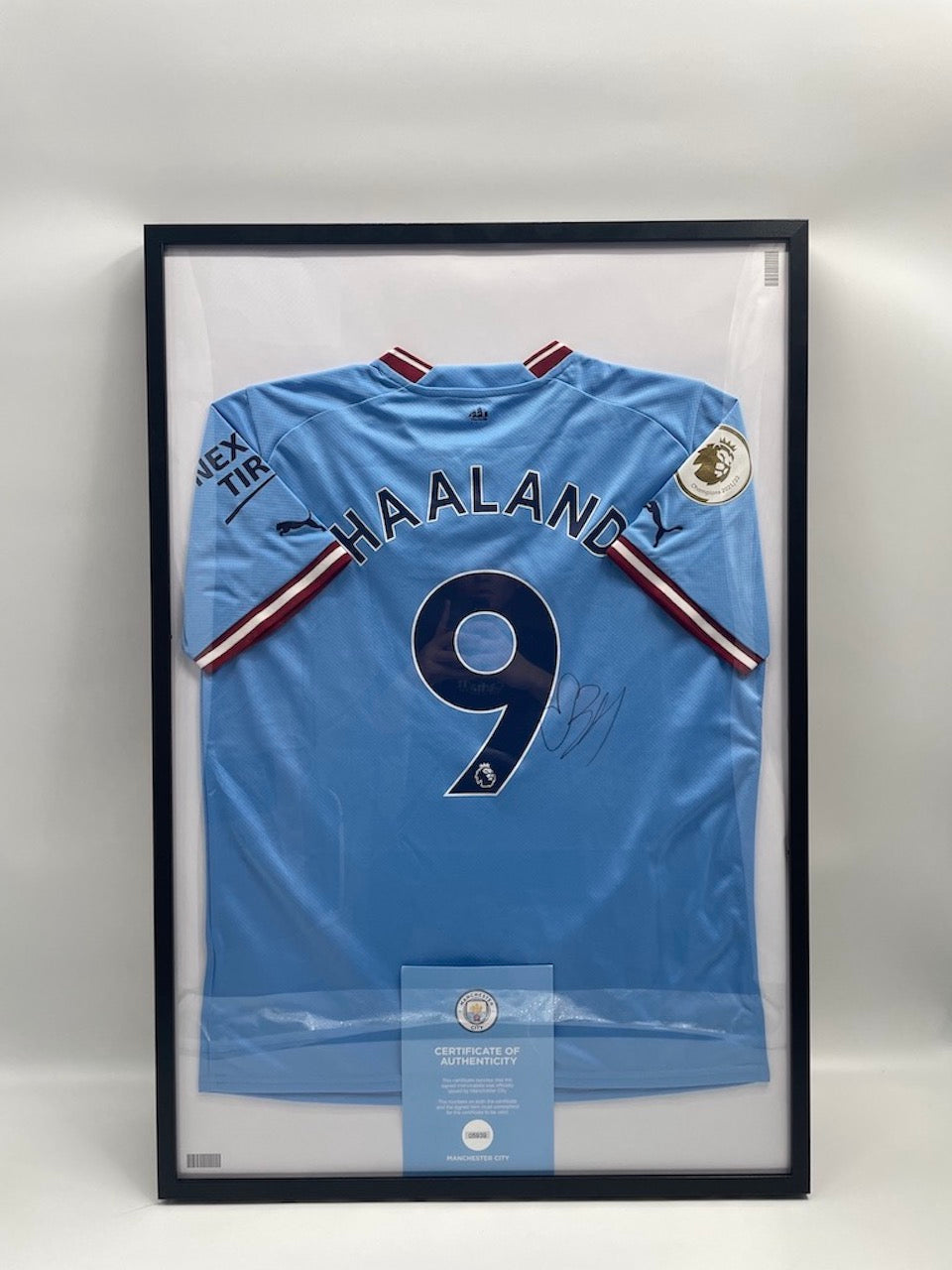 Manchester City Shirt Erling Haaland signiert Autogramm Fußball England Puma L