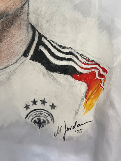 DFB jersey portrait of Florian Wirtz, hand-painted and signed, Adidas L