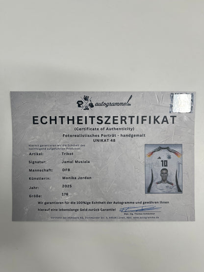 DFB jersey portrait of Jamal Musiala, hand-painted and signed, Adidas 176