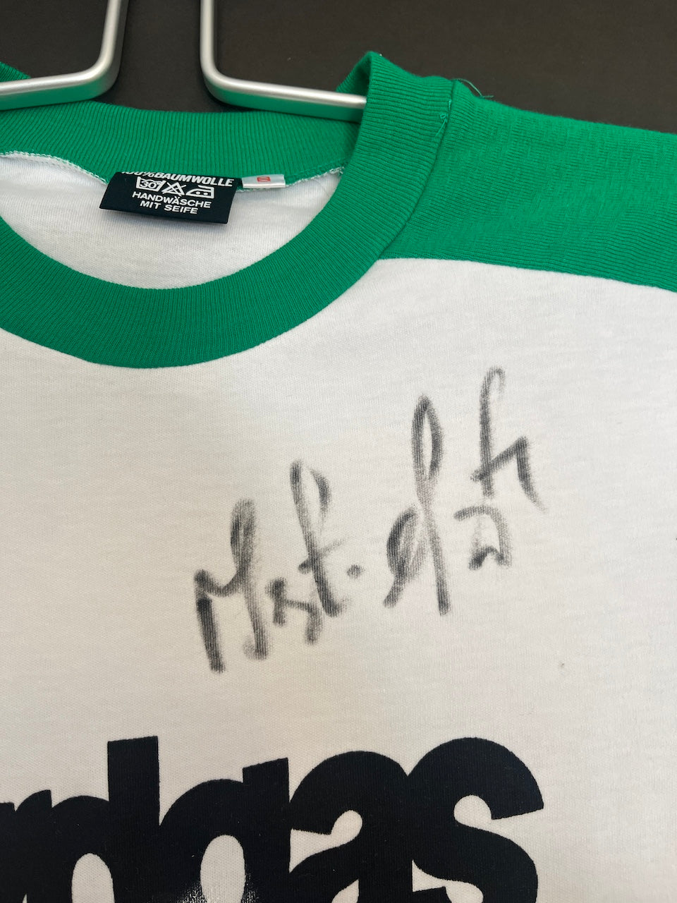 Gladbach Repro Jersey Portrait Berti Vogts hand-painted and signed S