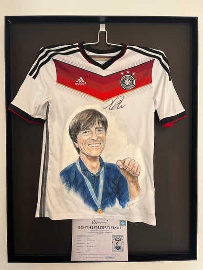 DFB jersey portrait of Joachim Löw, hand-painted and signed, Adidas 176