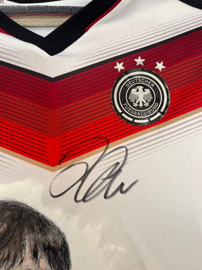 DFB jersey portrait of Joachim Löw, hand-painted and signed, Adidas 176