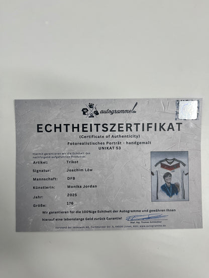 DFB jersey portrait of Joachim Löw, hand-painted and signed, Adidas 176