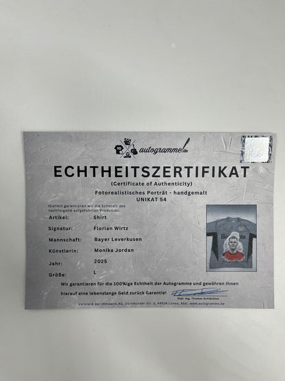 Leverkusen Shirt Portrait Florian Wirtz handgemalt und signiert Castore L