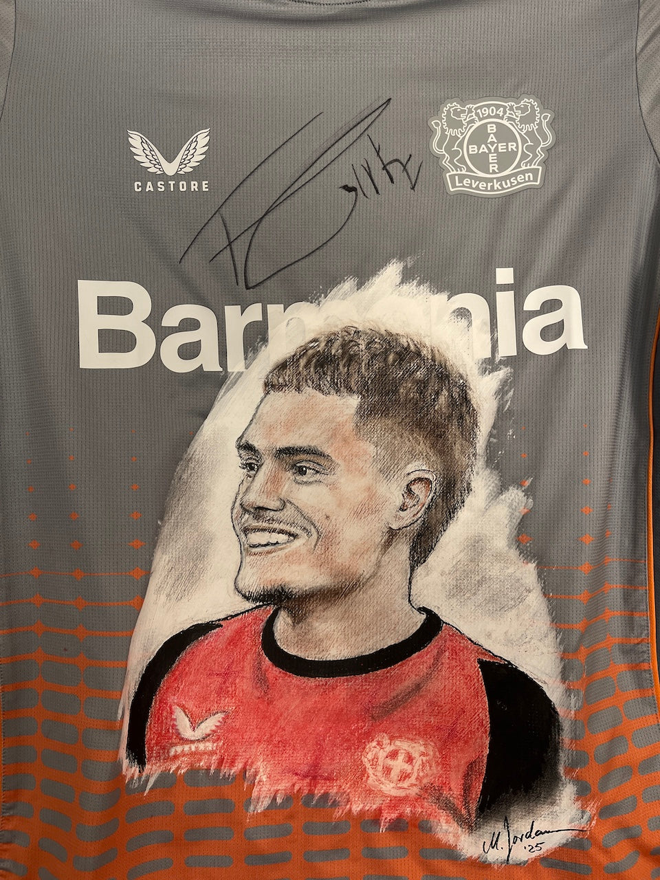 Leverkusen Shirt Portrait Florian Wirtz hand-painted and signed Castore 158