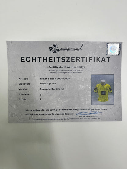 BVB Special Edition Jersey 2025 Team Signed Borussia Dortmund COA Puma Autograph L