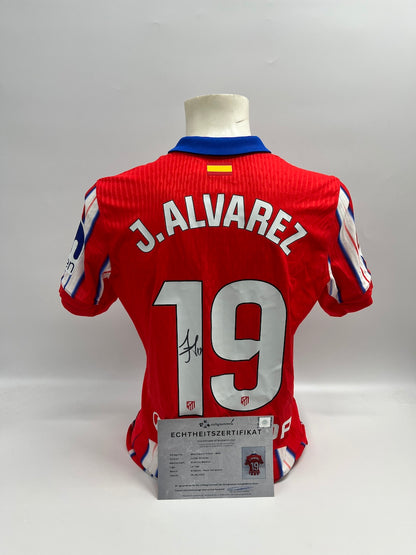 Matchworn Atletico Madrid Trikot getragen & signiert von Julian Alvarez 24.04.25