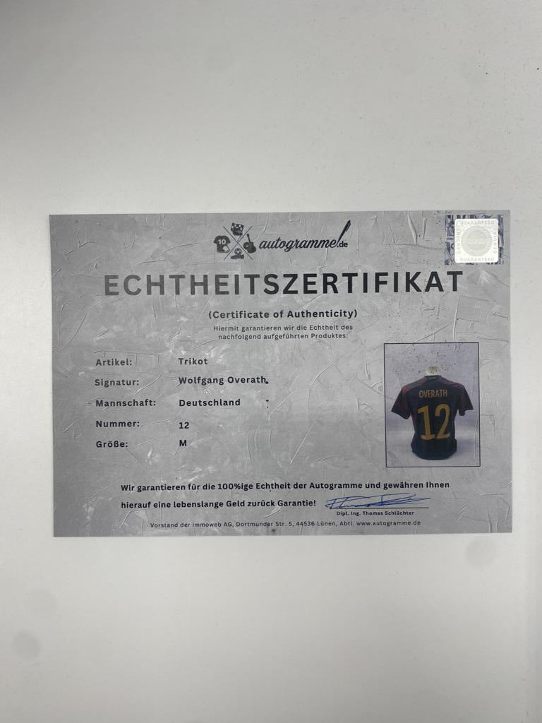 DFB Trikot Wolfgang Overath signiert Autogramm Adidas COA M