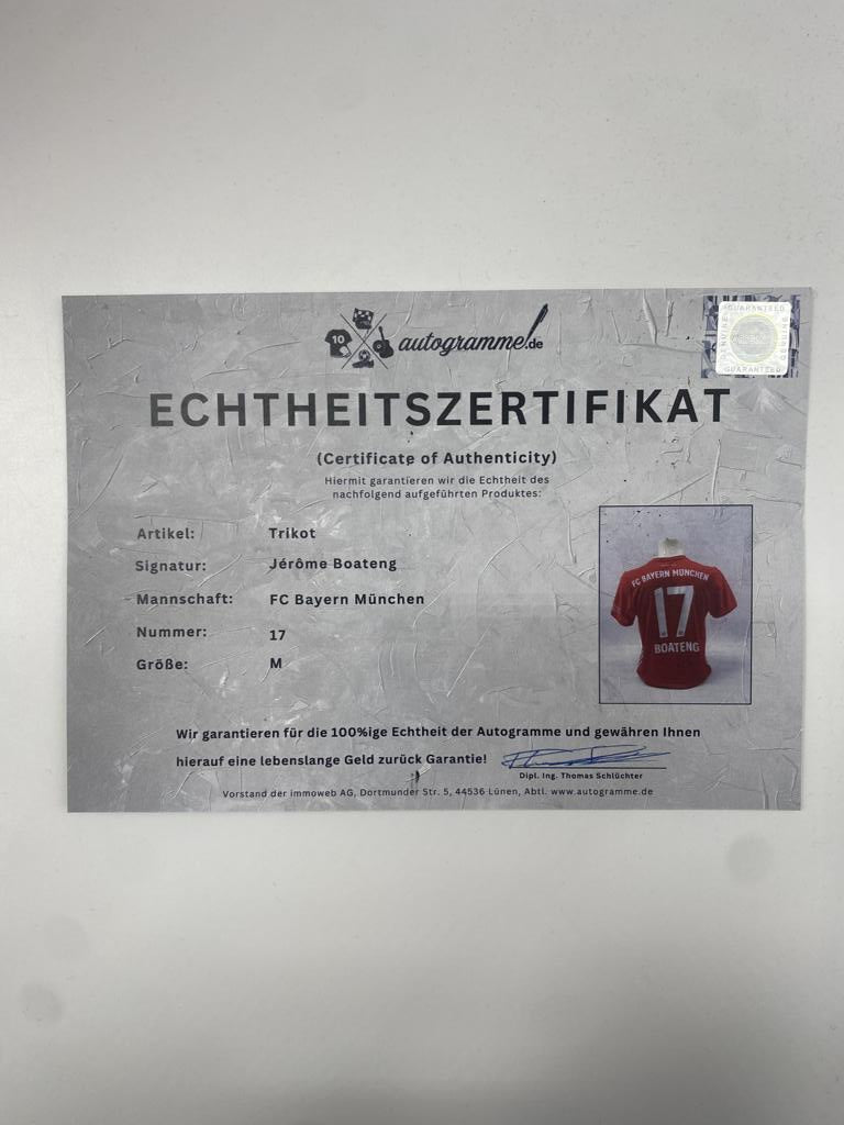 Bayern München Trikot Jerome Boateng signiert Autogramm Adidas COA M