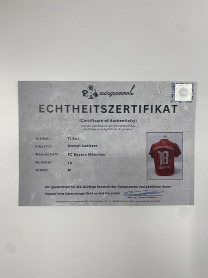 Bayern Munich jersey Marcel Sabitzer signed autograph Adidas COA M